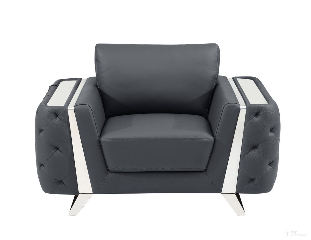 The appearance of 50 Inch Faux Leather Tufted Club Chair In Dark Gray and Silver designed by Homeroots in the modern / contemporary interior design. This dark gray/silver piece of furniture was selected by 1StopBedrooms from to add a touch of cosiness and style into your home. Sku: 518569. Material: Faux Leather.