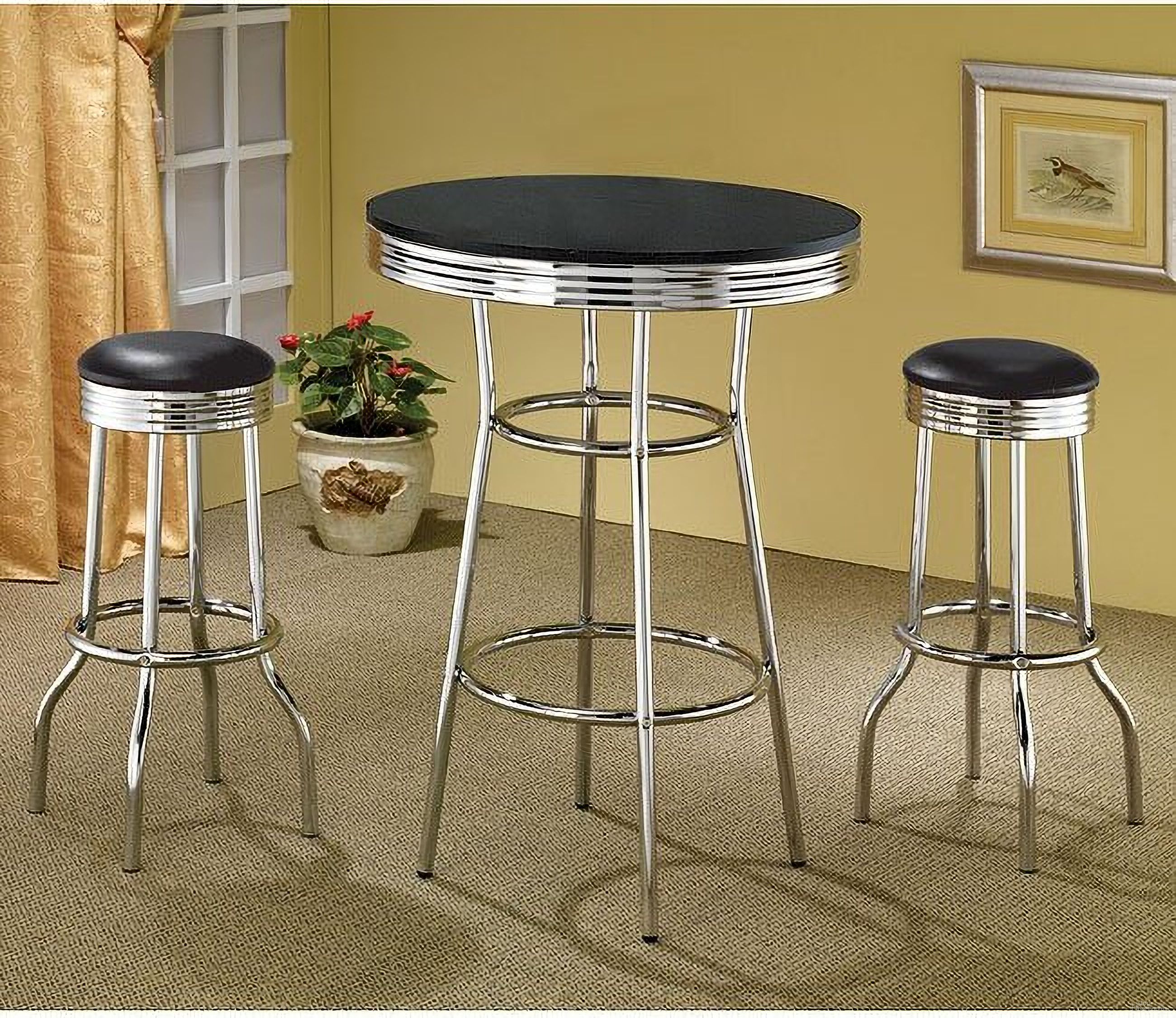 Retro Bar Table Set In Black