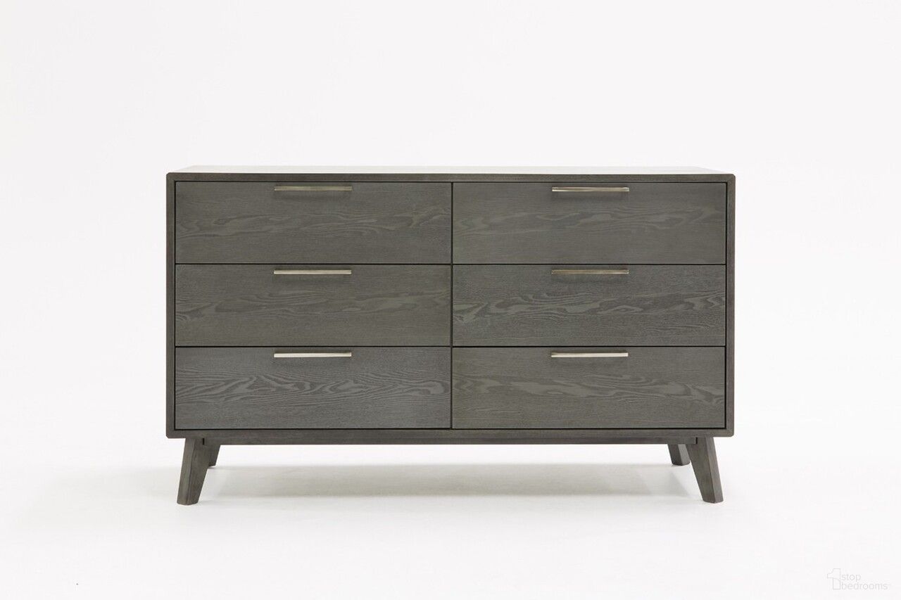 51 Inch Solid Wood Six Drawer Double Dresser In Grey Wash