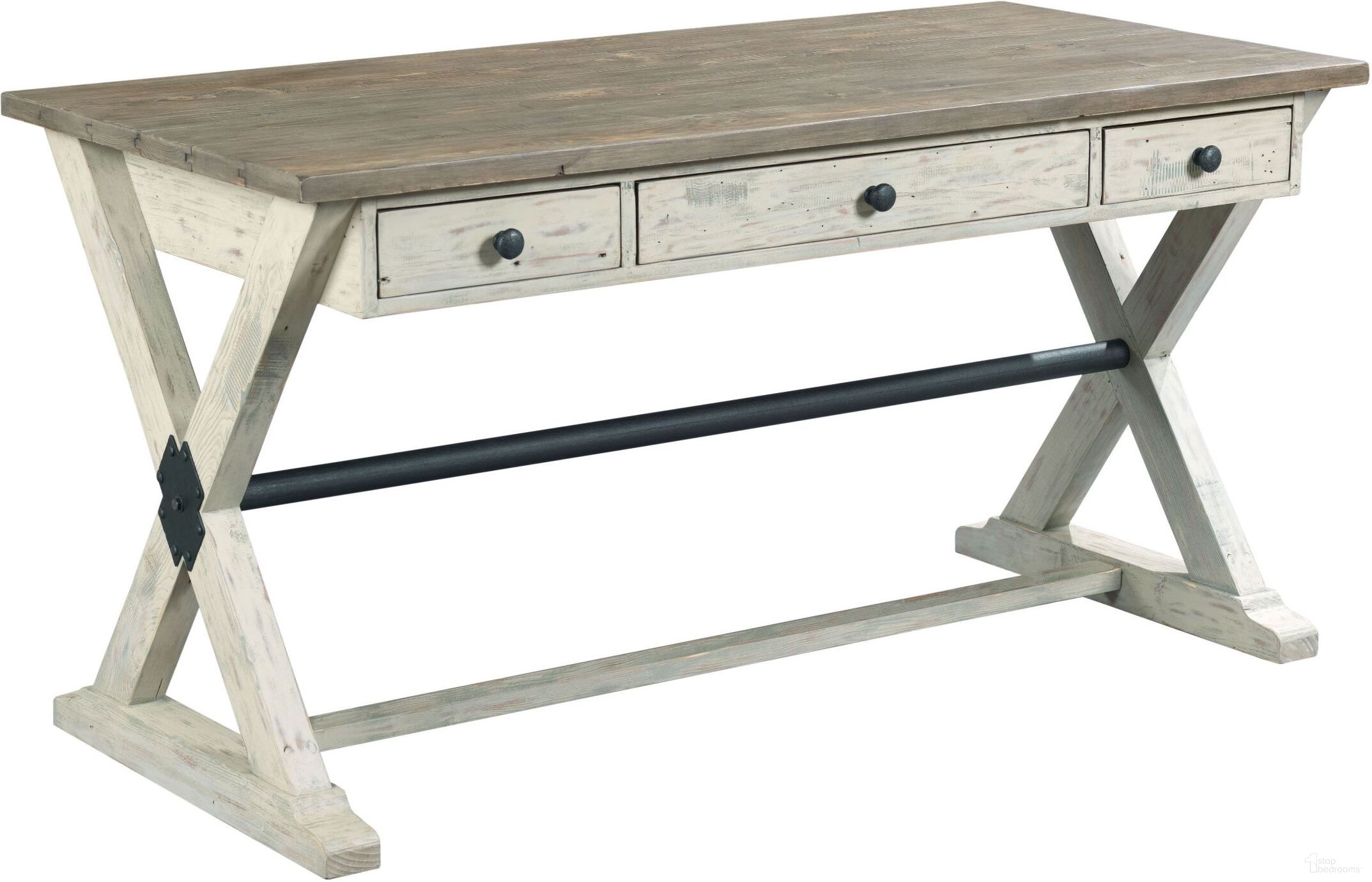 The appearance of Reclamation Place Sundried Natural Desk designed by Hammary in the transitional interior design. This gray piece of furniture  was selected by 1StopBedrooms from Reclamation Place Collection to add a touch of cosiness and style into your home. Sku: 523-940. Material: Wood.