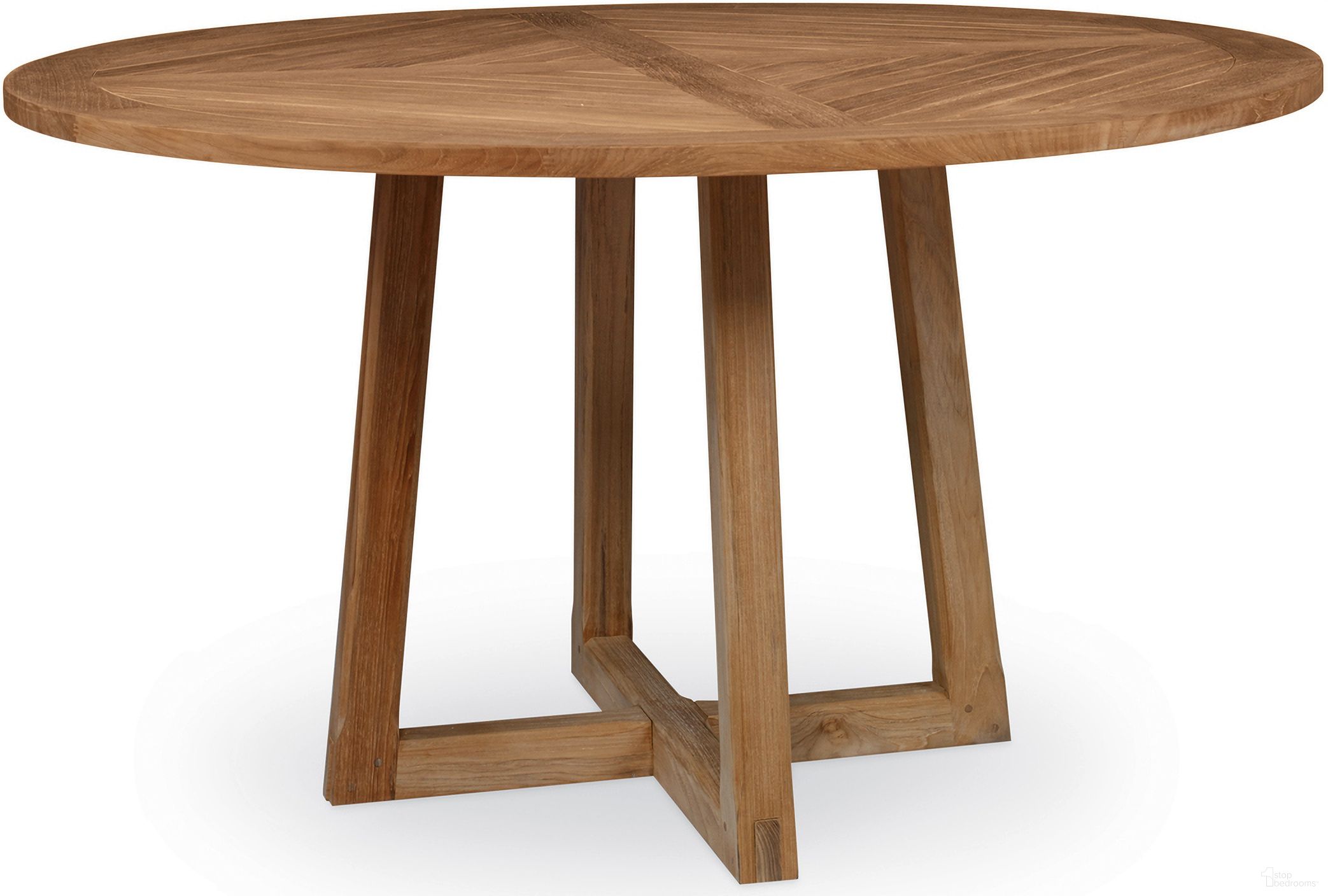 The appearance of 54 Inch Round Teak Dining Table In Natural designed by Century Furniture in the transitional interior design. This natural piece of furniture  was selected by 1StopBedrooms from West Bay (D43) Collection to add a touch of cosiness and style into your home. Sku: D43-94. Table Base Style: Trestle. Table Top Shape: Round. Material: Teak Wood.