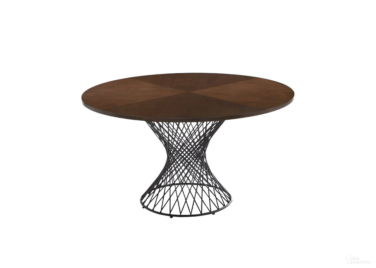 The appearance of 54 Inch Rounded Solid Manufactured Wood and Iron Pedestal Base Dining Table In Black and Brown designed by Homeroots in the transitional interior design. This black and brown piece of furniture  was selected by 1StopBedrooms from  to add a touch of cosiness and style into your home. Sku: 486026. Table Base Style: Pedestal. Table Top Shape: Round. Material: Wood. Size: 54".
