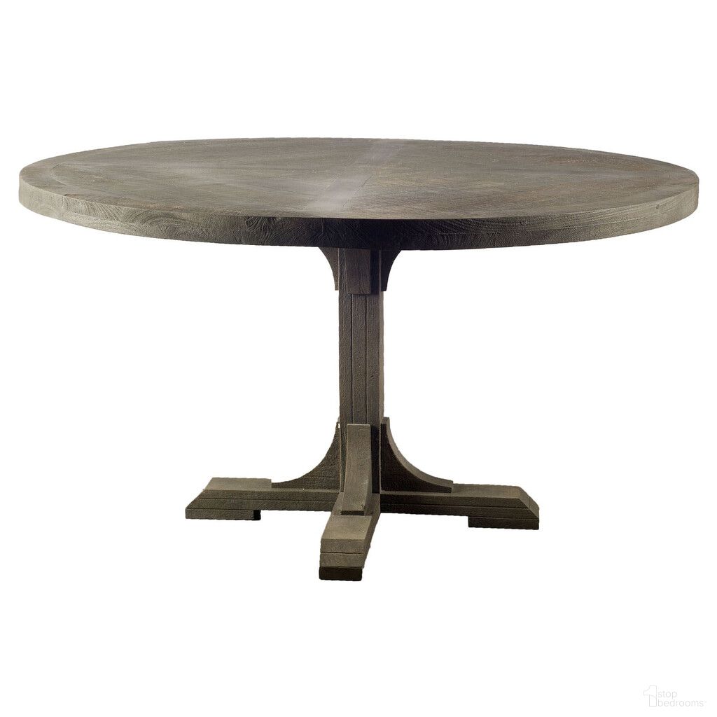 54 Inch Rounded Solid Wood Pedestal Base Dining Table In Brown