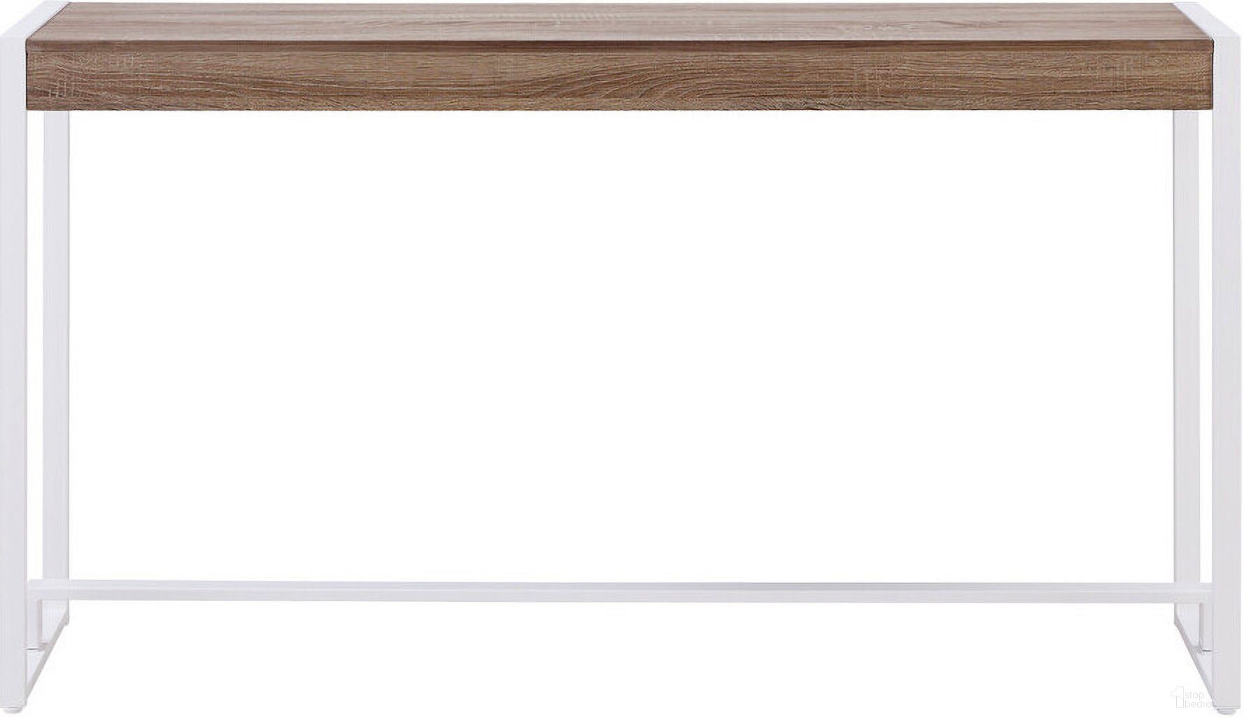 54 Inch Sled Console Table In Gray Brown and White