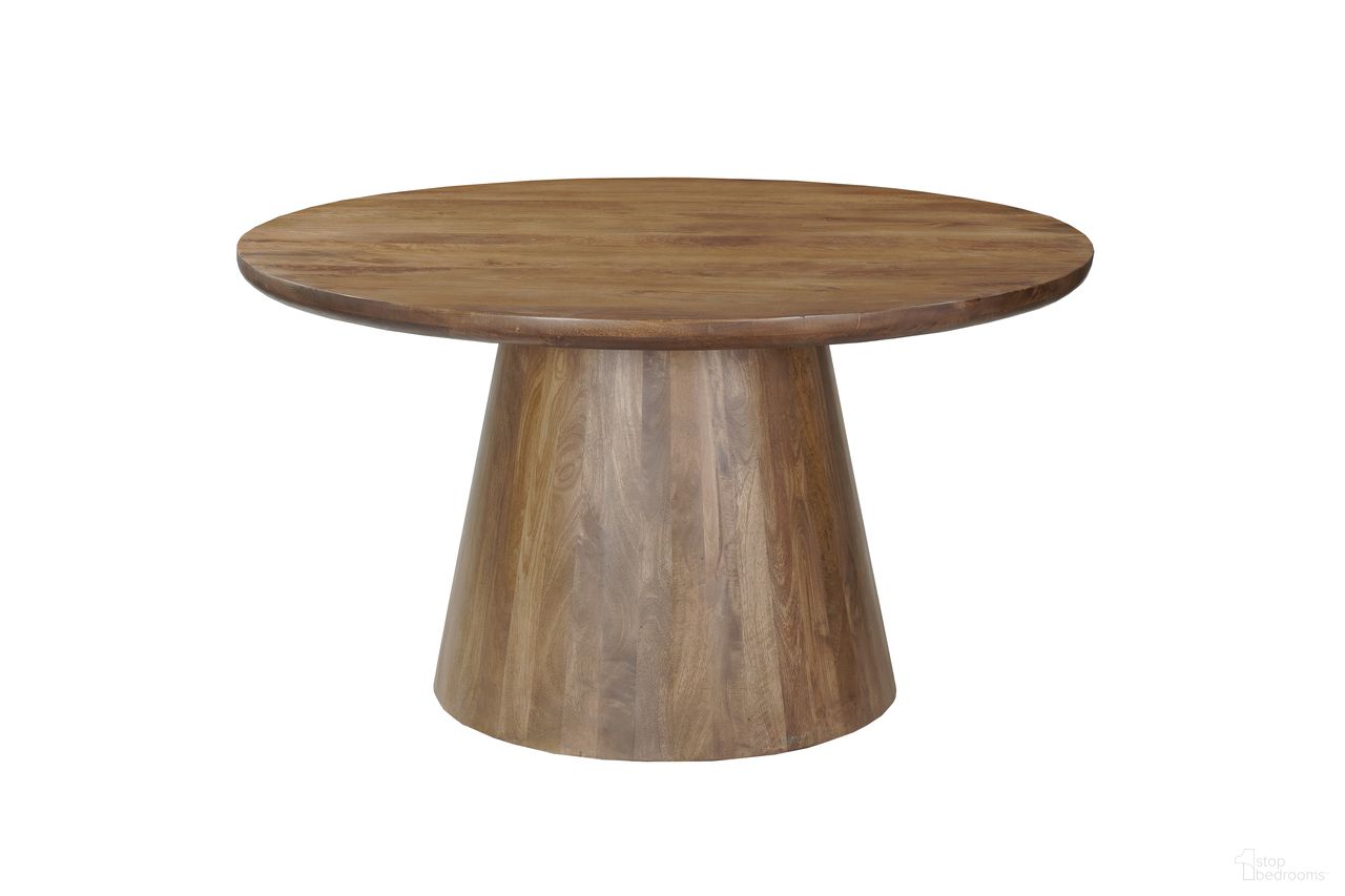 The appearance of 54 Inch Solid Wood Pedestal Base Round Top Dining Table In Brown designed by Homeroots in the traditional interior design. This brown piece of furniture  was selected by 1StopBedrooms from  to add a touch of cosiness and style into your home. Sku: 644519. Table Base Style: Pedestal. Table Top Shape: Round. Size: 54". Material: Solid Wood.