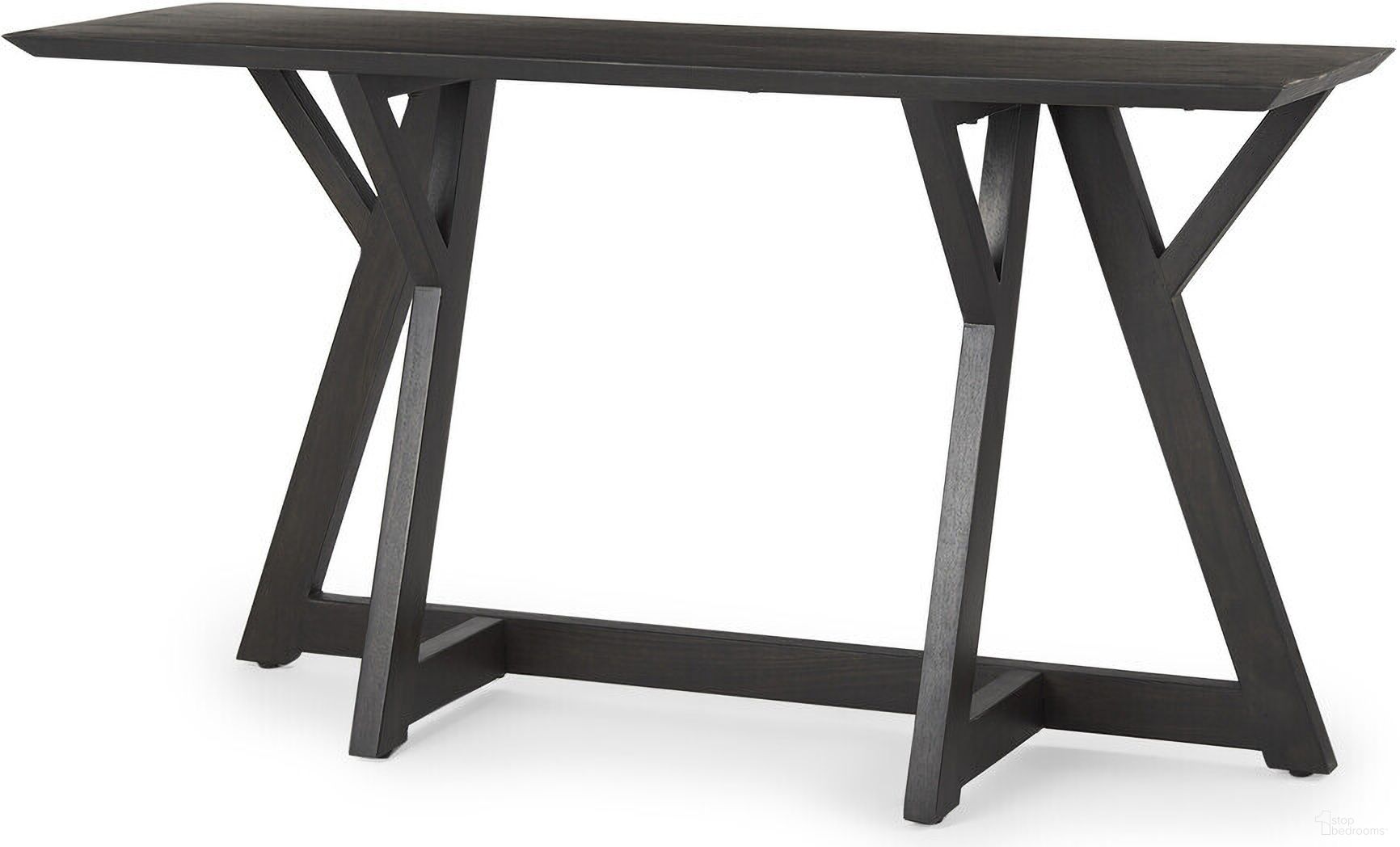 54 Inch Solid Wood Trestle Console Table In Brown