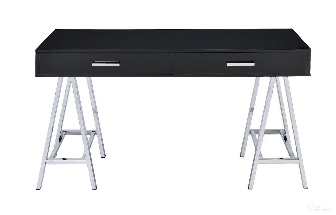 The appearance of 54 Inch Writing Desk with Two Drawers In Silver and Black designed by Homeroots in the modern / contemporary interior design. This silver and black piece of furniture was selected by 1StopBedrooms from to add a touch of cosiness and style into your home. Sku: 491474. Material: Metal.
