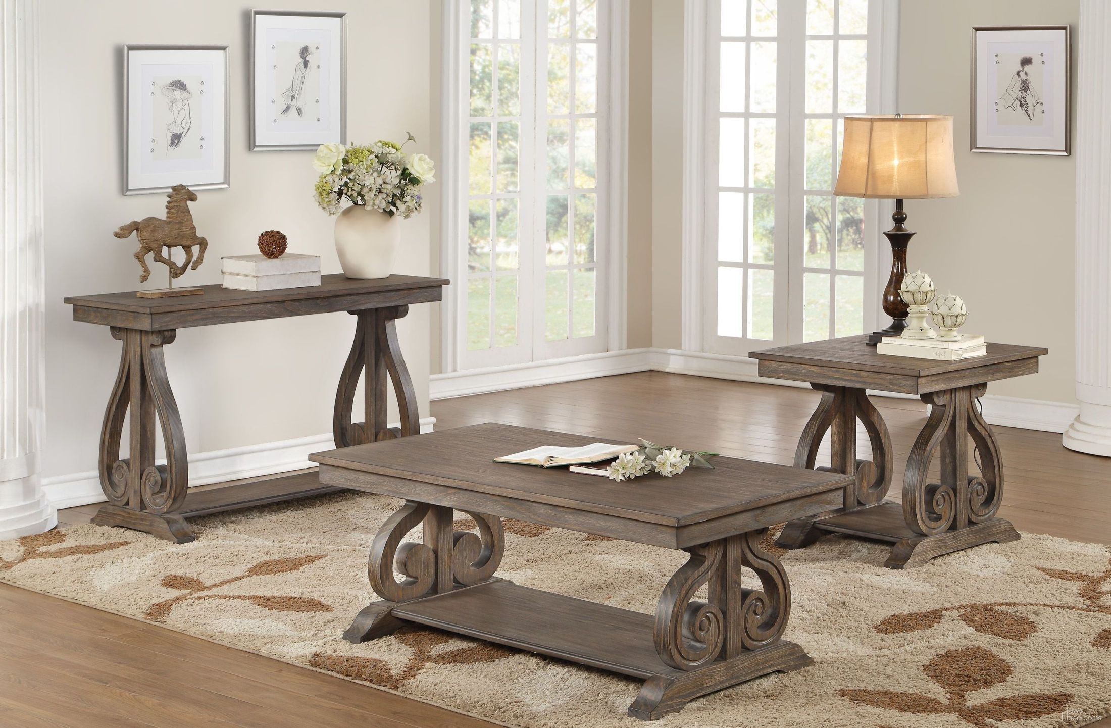 The appearance of Toulon Unique Rustic Occasional Table Set designed by Homelegance in the transitional interior design. This brown piece of furniture  was selected by 1StopBedrooms from Toulon Collection to add a touch of cosiness and style into your home. Sku: 5438-30;5438-04. Material: Wood.