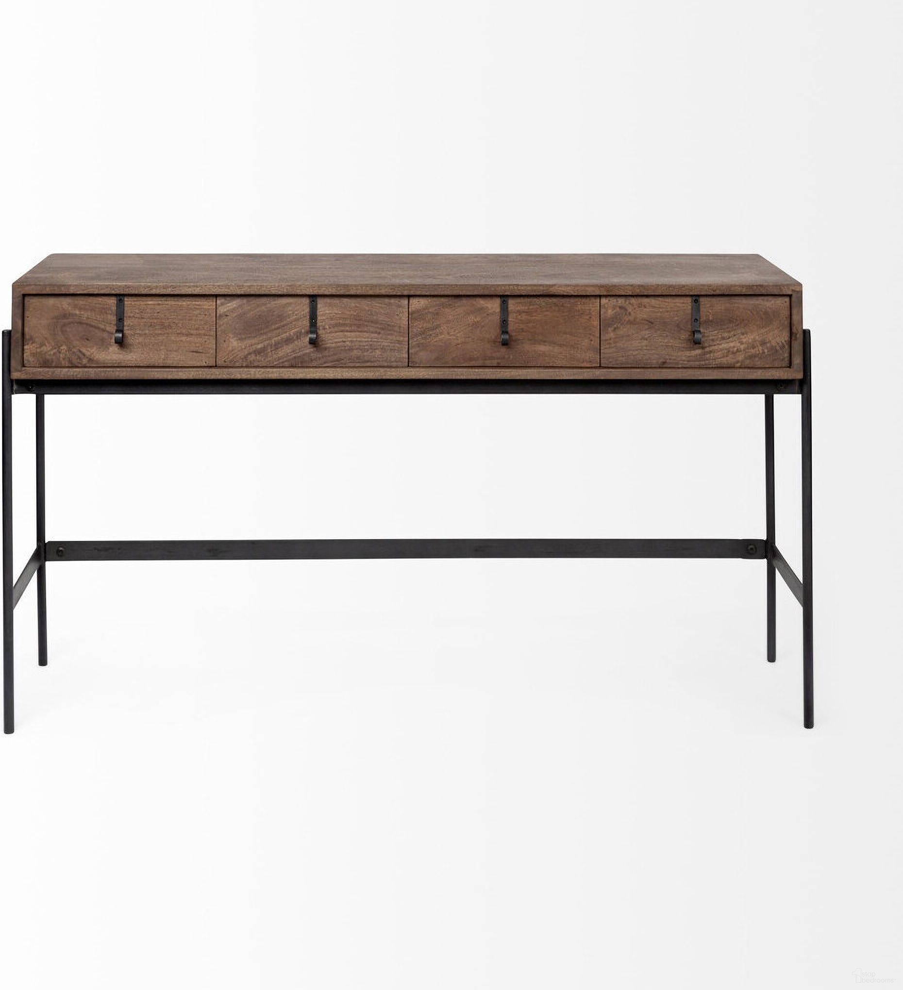 The appearance of 56 Inch Solid Wood and Metal Console Table with Four Drawers In Black and Brown designed by Homeroots in the transitional interior design. This black and brown piece of furniture was selected by 1StopBedrooms from to add a touch of cosiness and style into your home. Sku: 380193. Material: Wood.