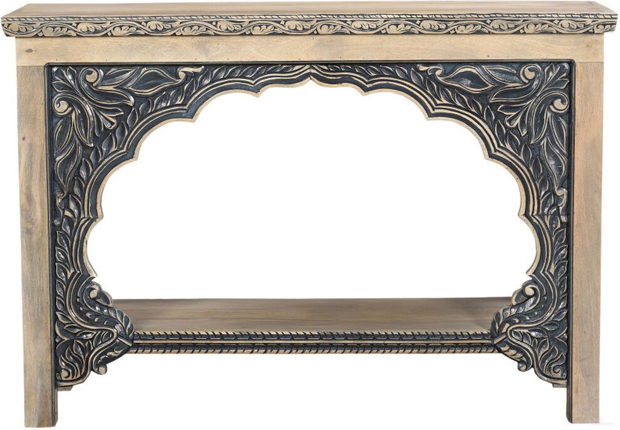 The appearance of 56 Inch Solid Wood Distressed Console Table with Shelf In Black and Natural designed by Homeroots in the rustic / southwestern interior design. This black and natural piece of furniture was selected by 1StopBedrooms from to add a touch of cosiness and style into your home. Sku: 565173. Material: Solid Wood.