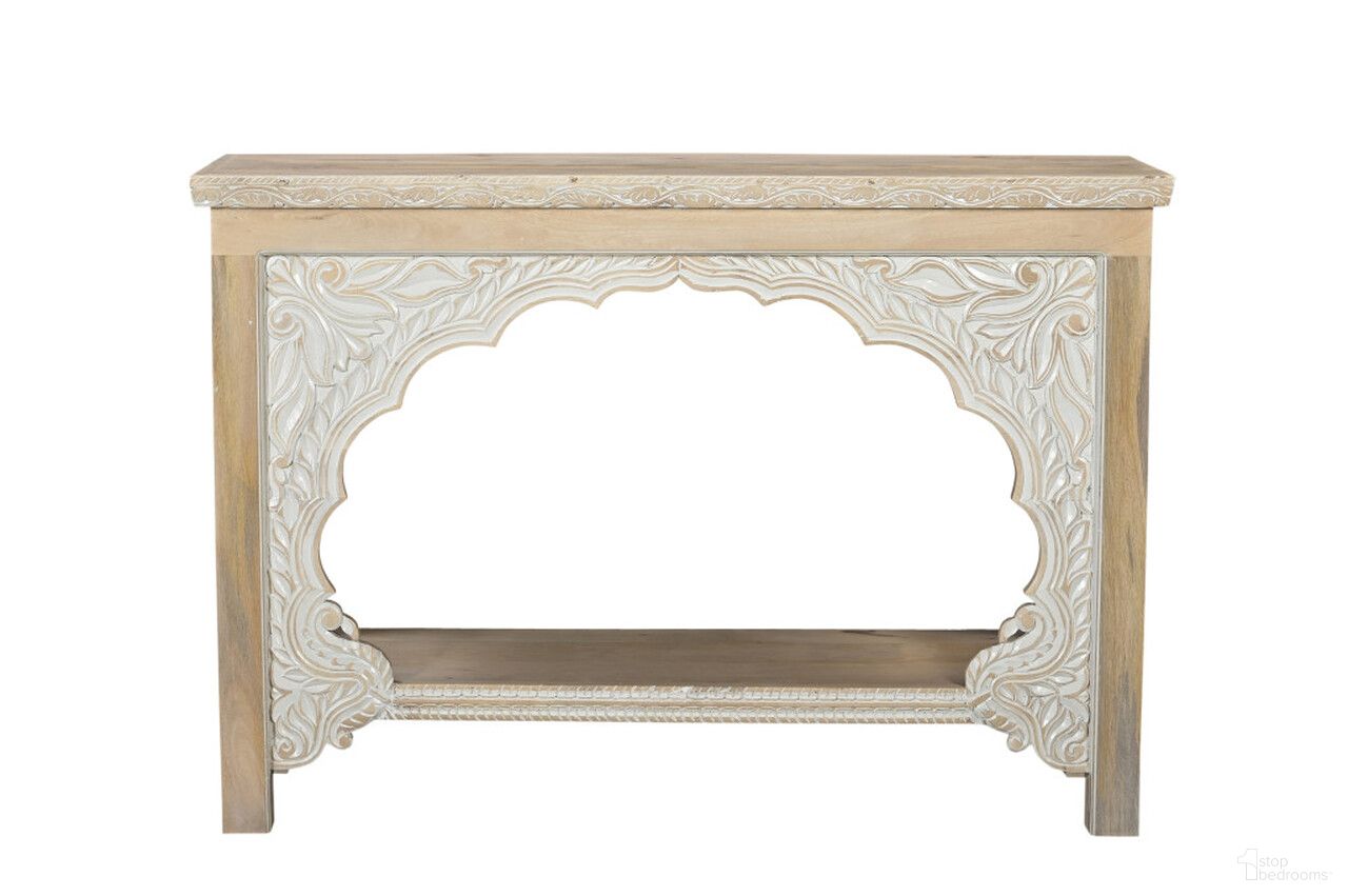The appearance of 56 Inch Solid Wood Distressed Console Table with Shelf In Natural designed by Homeroots in the rustic / southwestern interior design. This natural piece of furniture was selected by 1StopBedrooms from to add a touch of cosiness and style into your home. Sku: 565172. Material: Solid Wood.