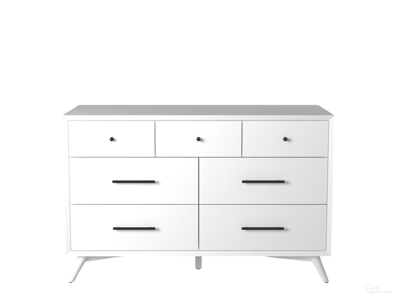 56 Inch Solid Wood Seven Drawer Double Dresser In White
