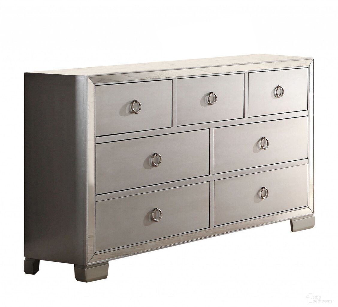 The appearance of 57 Inch Solid and Manufactured Wood Seven Drawer Triple Dresser In Platinum designed by Homeroots in the transitional interior design. This platinum piece of furniture  was selected by 1StopBedrooms from  to add a touch of cosiness and style into your home. Sku: 486000. Material: Wood.