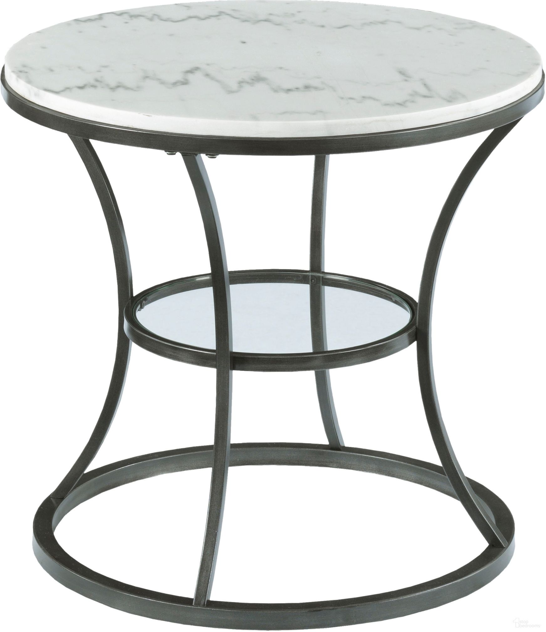 The appearance of Impact Gray And Cream Round End Table designed by Hammary in the transitional interior design. This gray piece of furniture  was selected by 1StopBedrooms from Impact Collection to add a touch of cosiness and style into your home. Sku: 576-918. Material: Metal.