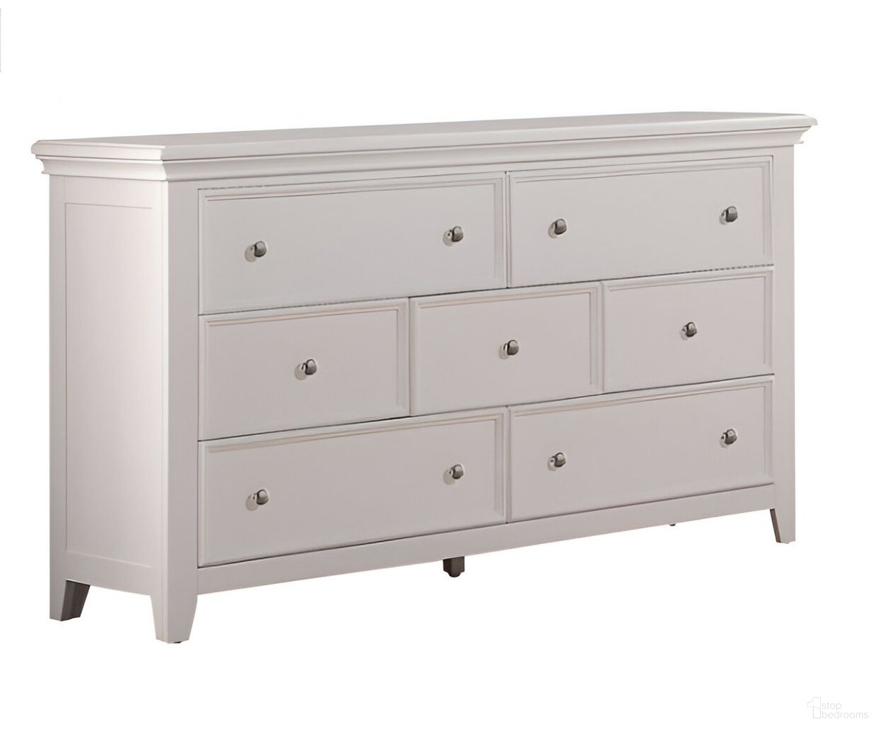 58 Inch Solid Wood Seven Drawer Triple Dresser In White