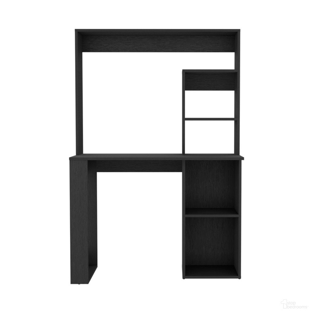 The appearance of 58 Inch Wood Computer Desk with Hutch In Black designed by Homeroots in the transitional interior design. This black piece of furniture was selected by 1StopBedrooms from to add a touch of cosiness and style into your home. Sku: 526175. Material: Wood.
