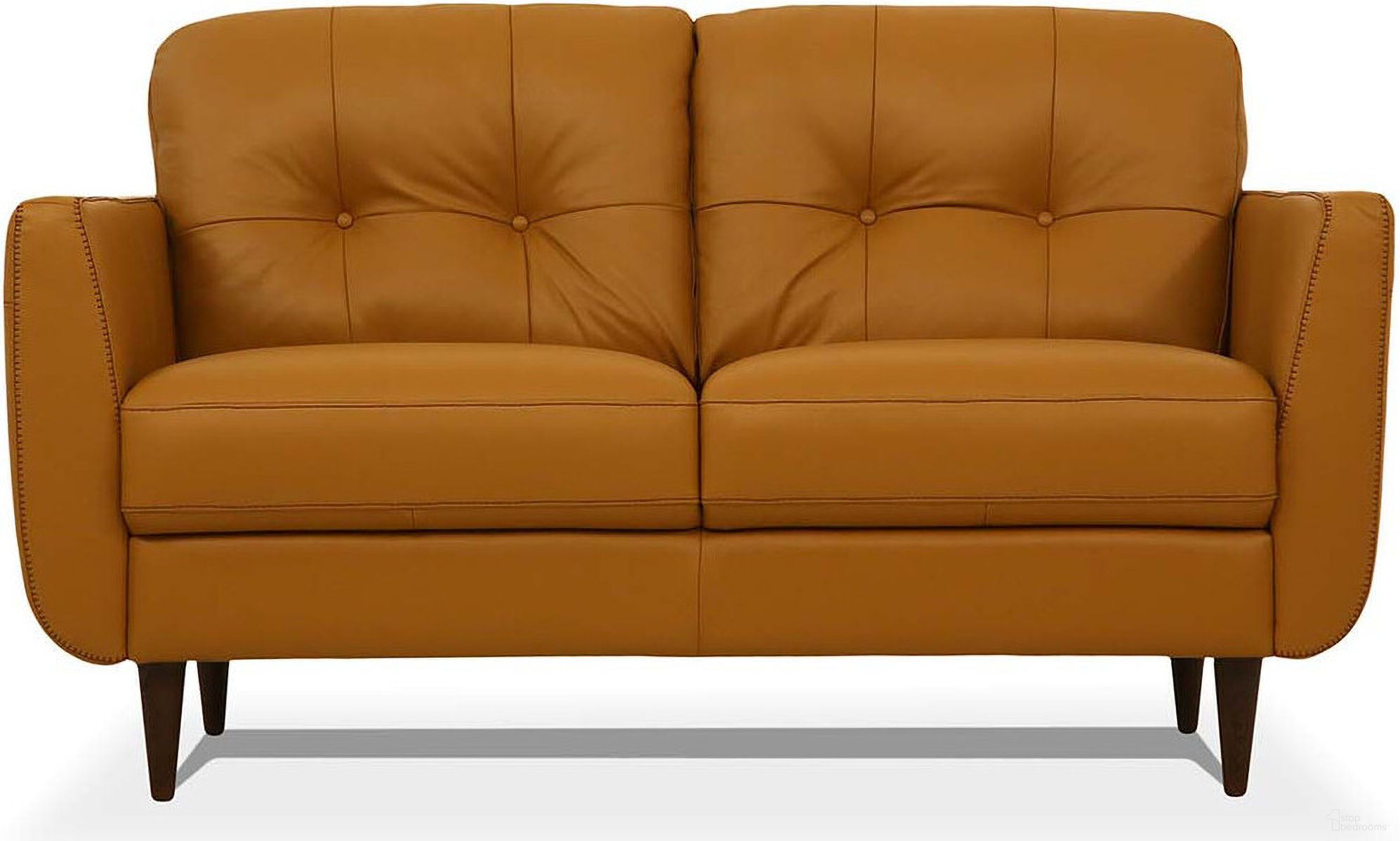 The appearance of 59 Inch Leather Loveseat In Camel and Brown designed by Homeroots in the transitional interior design. This camel/brown piece of furniture was selected by 1StopBedrooms from to add a touch of cosiness and style into your home. Sku: 515676. Material: Genuine Leather.