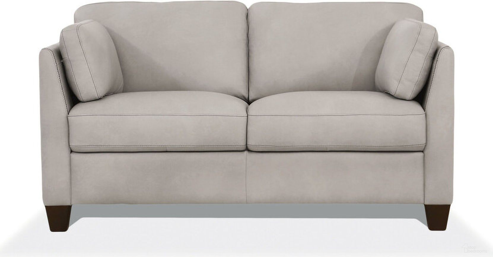 The appearance of 59 Inch Leather Loveseat In Off White and Brown designed by Homeroots in the transitional interior design. This off white and brown piece of furniture  was selected by 1StopBedrooms from  to add a touch of cosiness and style into your home. Sku: 515680. Material: Genuine Leather.