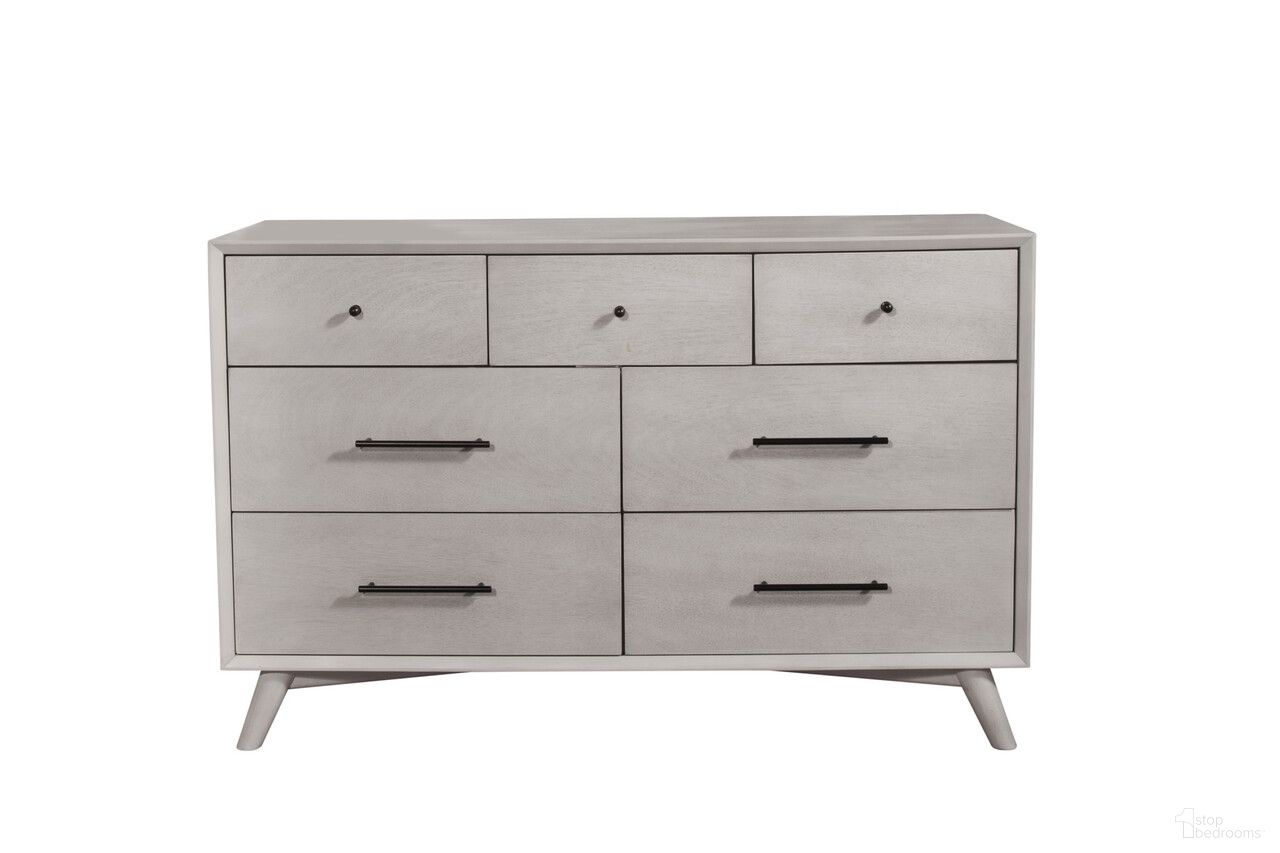 59 Inch Solid Wood Seven Drawer Double Dresser In Gray