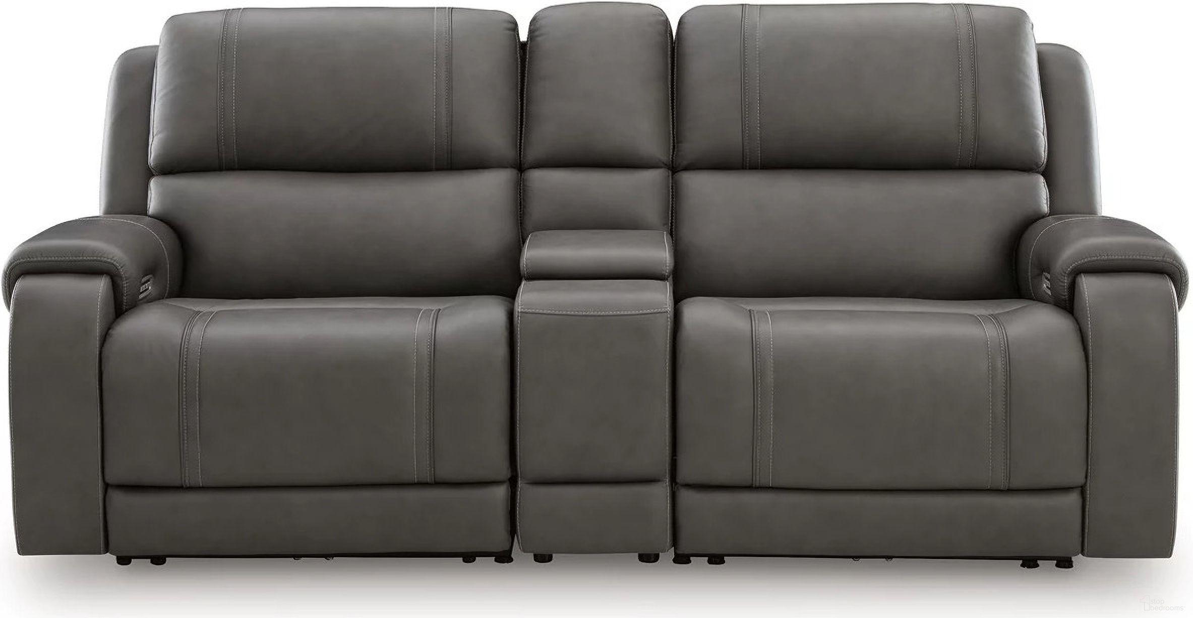 The appearance of 5Z - Pendley 3-Piece Power Reclining Sectional Loveseat with Console In Anchor designed by Signature Design by Ashley in the modern / contemporary interior design. This anchor piece of furniture was selected by 1StopBedrooms from 5Z - Pendley Collection to add a touch of cosiness and style into your home. Sku: NCU1260057;NCU1260058;NCU1260062. Material: Leather.