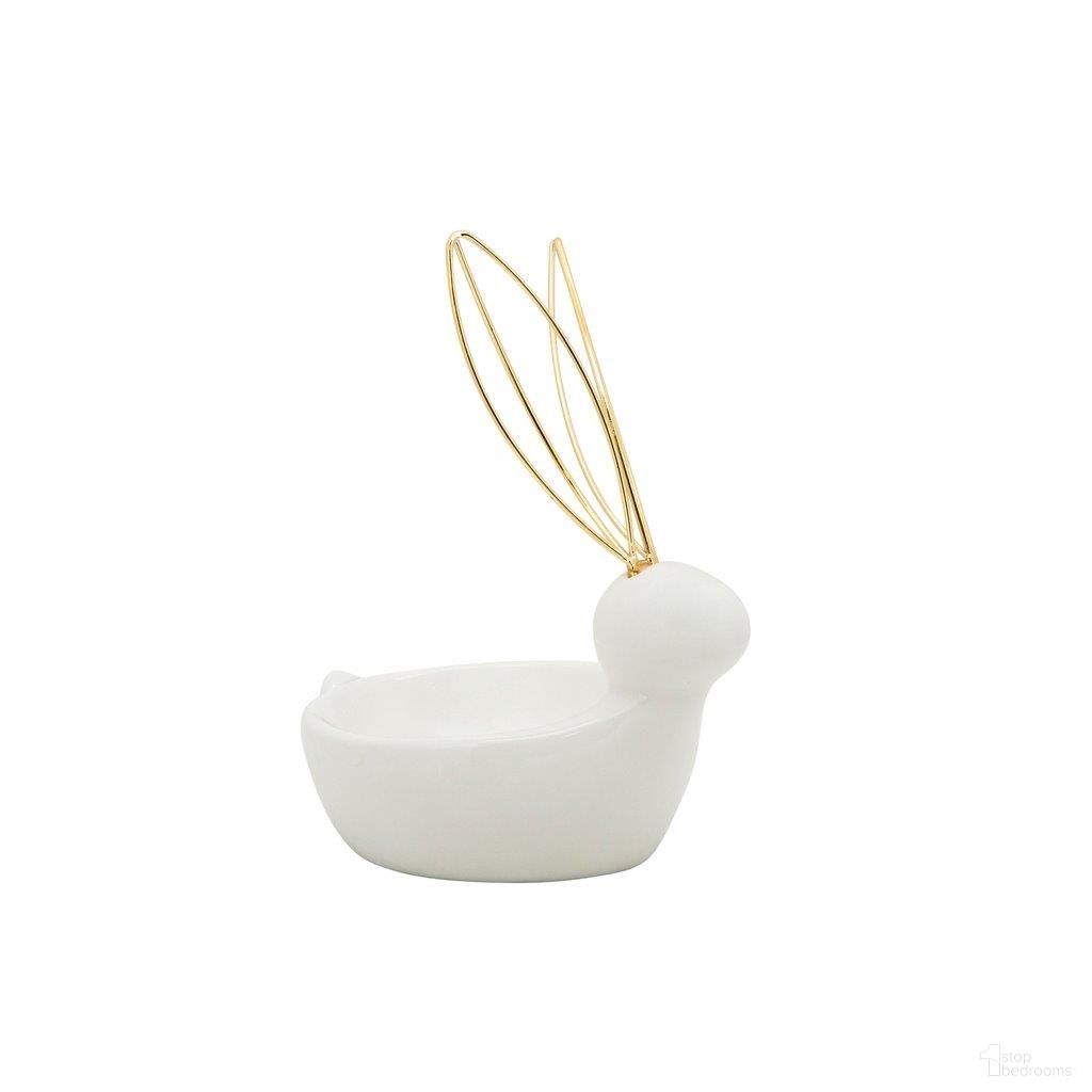 6 Inch Bunny Trinket Tray In White