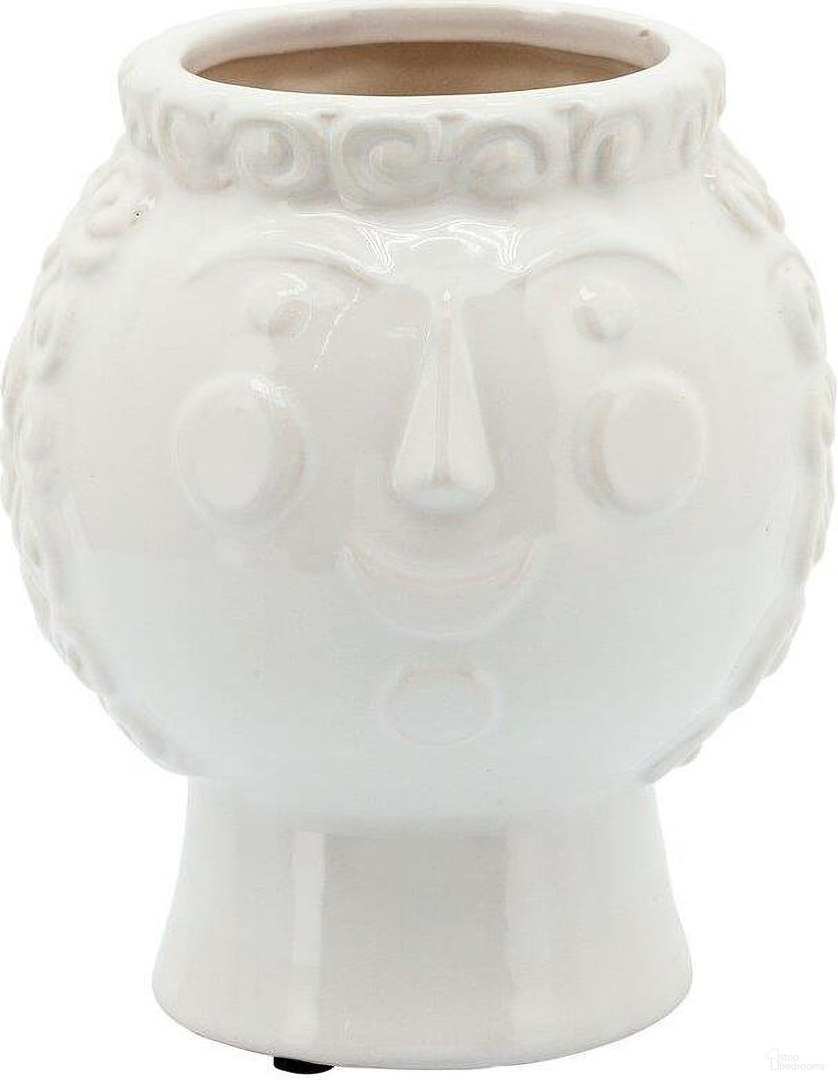 6 Inch Grandma Face Planter In White