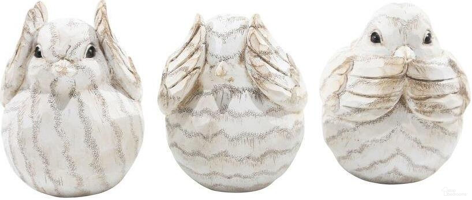 6 Inch Resin Decorative Birds Set of 3 In Cream