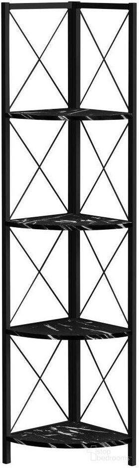 The appearance of 60 Inch Black Marble And Black Metal Corner Bookcase designed by Monarch Specialties in the modern / contemporary interior design. This black piece of furniture  was selected by 1StopBedrooms from  to add a touch of cosiness and style into your home. Sku: I 3650. Material: Metal.