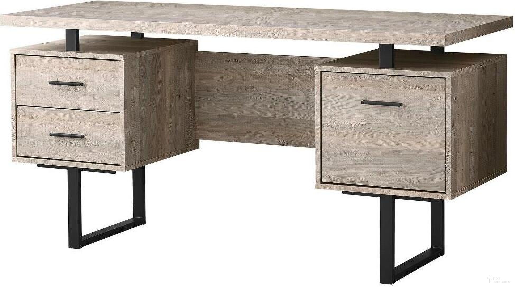 60 Inch Computer Desk In Taupe Reclaimed Wood
