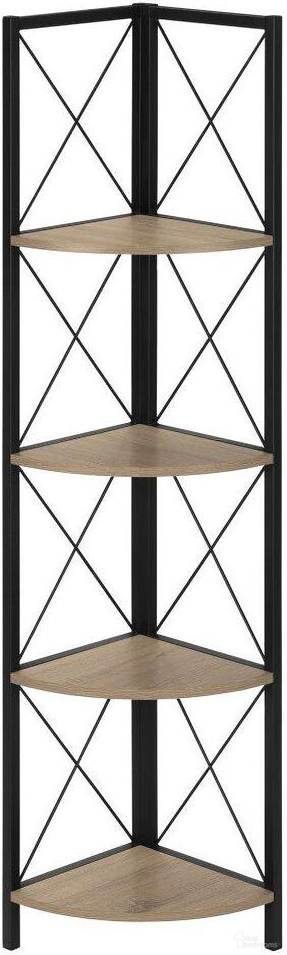 The appearance of 60 Inch Dark Taupe And Black Metal Corner Etagere Bookcase designed by Monarch Specialties in the modern / contemporary interior design. This dark taupe piece of furniture was selected by 1StopBedrooms from to add a touch of cosiness and style into your home. Sku: I 3648. Material: Metal.