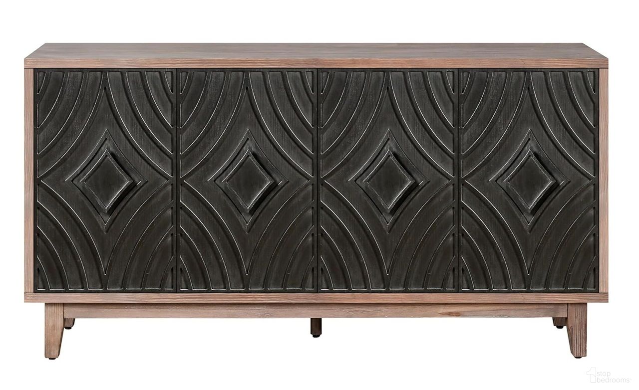 The appearance of 60 Inch Distressed Wood Sideboard with Four Doors In Brown and Charcoal designed by Homeroots in the rustic / southwestern interior design. This brown/charcoal piece of furniture was selected by 1StopBedrooms from to add a touch of cosiness and style into your home. Sku: 568405. Material: Wood.