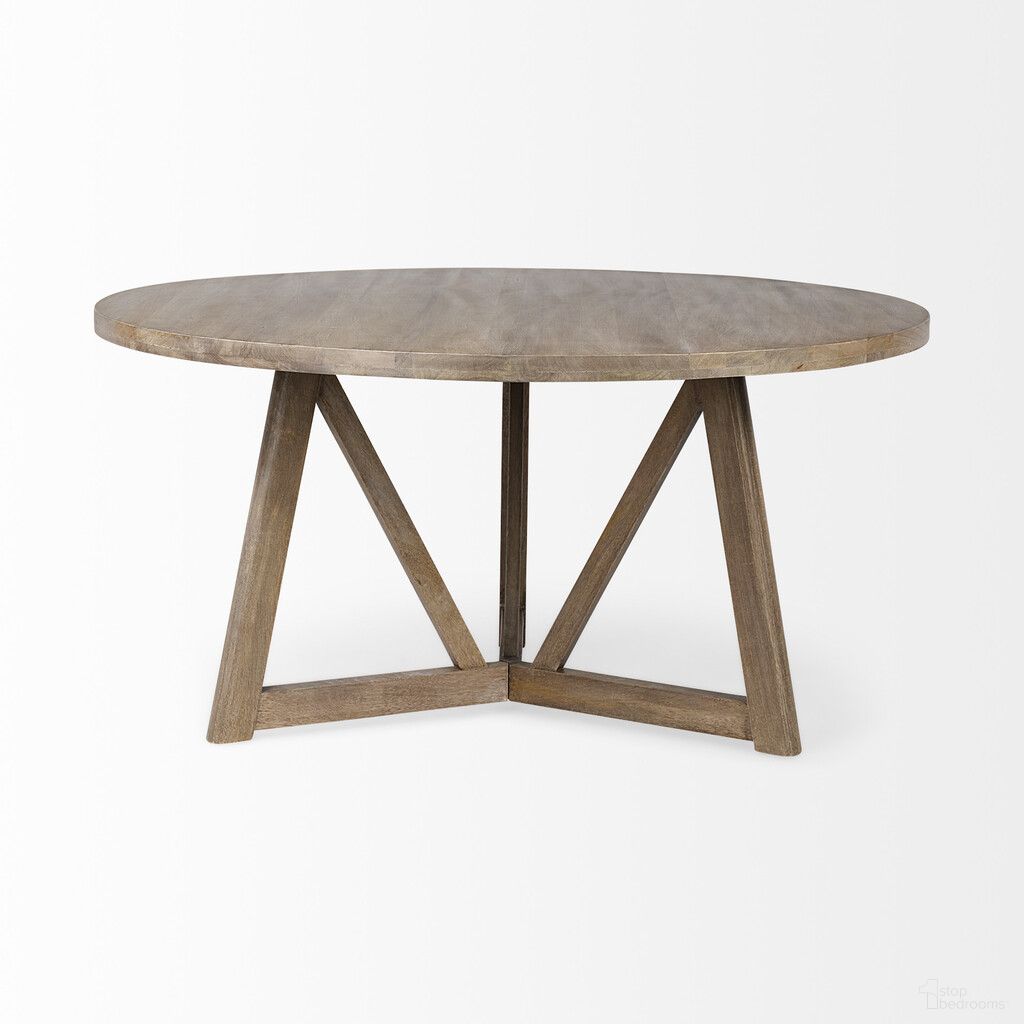 60 Inch Rounded Solid Wood Pedestal Base Dining Table In Brown