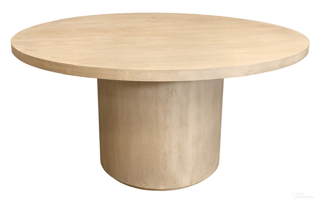 The appearance of 60 Inch Rounded Solid Wood Pedestal Base Dining Table In Natural and Brown designed by Homeroots in the transitional interior design. This natural and brown piece of furniture  was selected by 1StopBedrooms from  to add a touch of cosiness and style into your home. Sku: 563913. Table Base Style: Pedestal. Table Top Shape: Round. Size: 60". Material: Solid Wood.