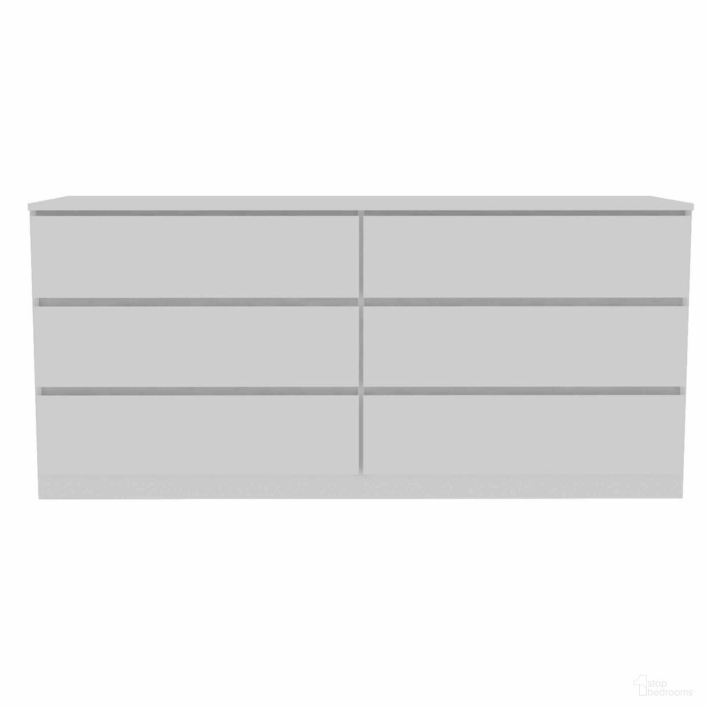 60 Inch Six Drawer Double Dresser In White