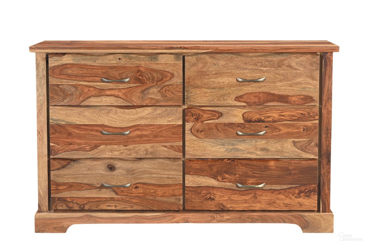 The appearance of 60 Inch Solid Wood Live Edge Six Drawer Double Dresser In Brown designed by Homeroots in the rustic / southwestern interior design. This brown piece of furniture was selected by 1StopBedrooms from to add a touch of cosiness and style into your home. Sku: 552246. Material: Solid Wood.