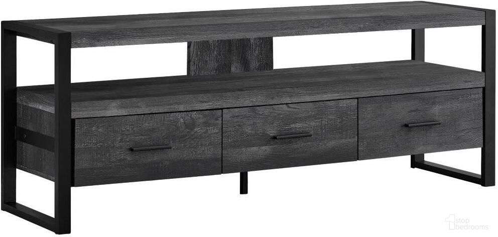 The appearance of 60 Inch Tv Stand In Black Reclaimed Wood-Look With 3 Drawers designed by Monarch Specialties in the modern / contemporary interior design. This black piece of furniture was selected by 1StopBedrooms from to add a touch of cosiness and style into your home. Sku: I 2823. Material: MDF.