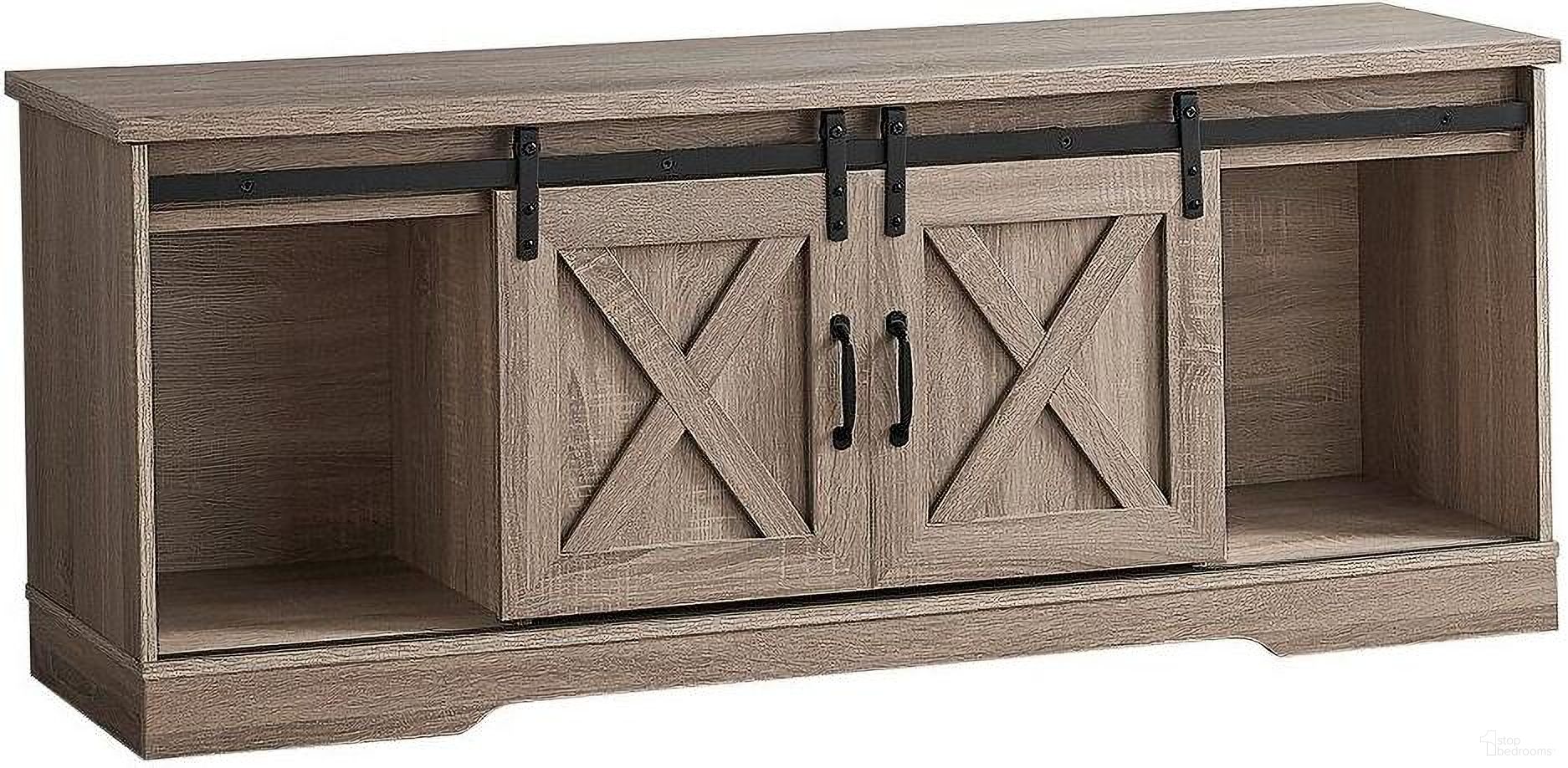 60 Inch Tv Stand In Dark Taupe With 2 Sliding Doors