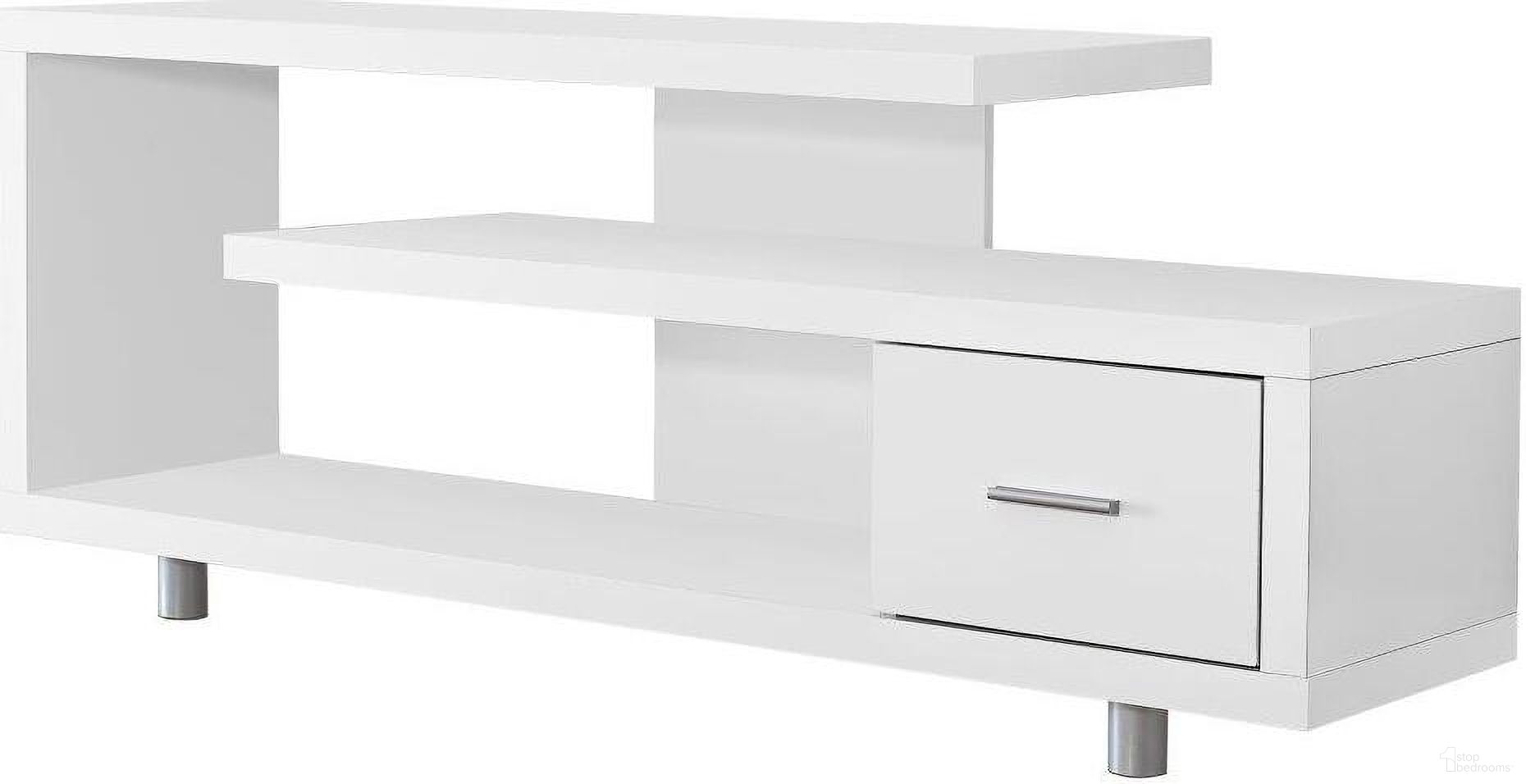 60 Inch Tv Stand In White With 1 Drawer