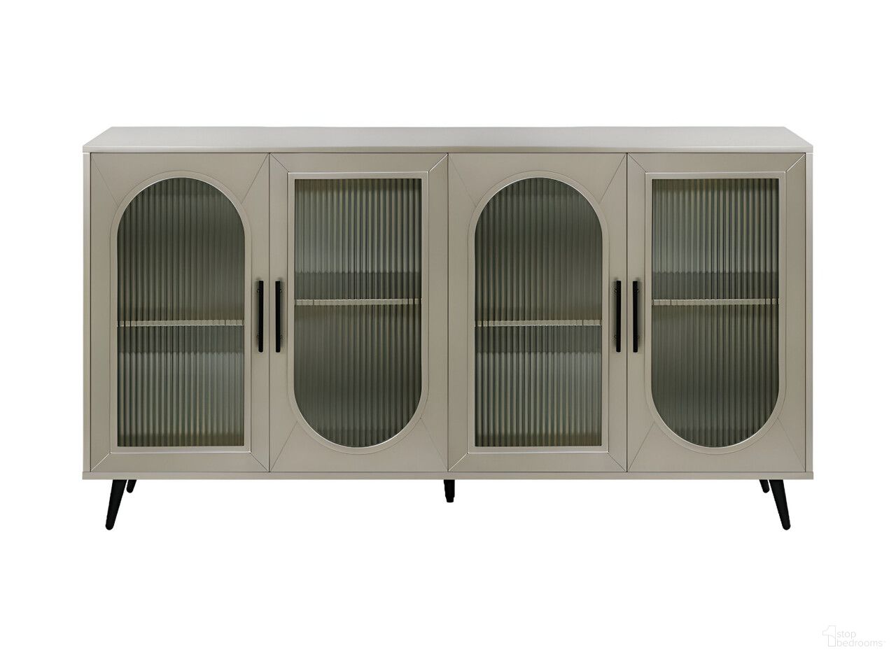 60 Inch Wood and Glass Sideboard with Four Doors In Gold