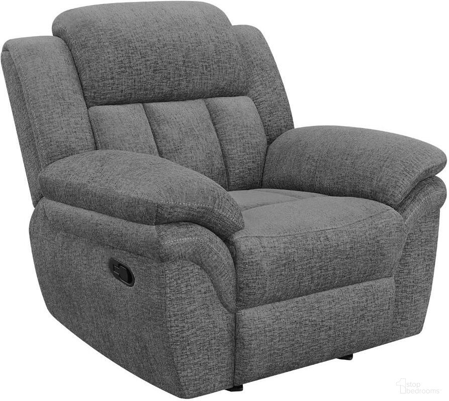 The appearance of Bahrain Upholstered Glider Recliner Charcoal designed by Coaster in the transitional interior design. This charcoal piece of furniture was selected by 1StopBedrooms from Bahrain Collection to add a touch of cosiness and style into your home. Sku: 609543. Material: Upholstered.