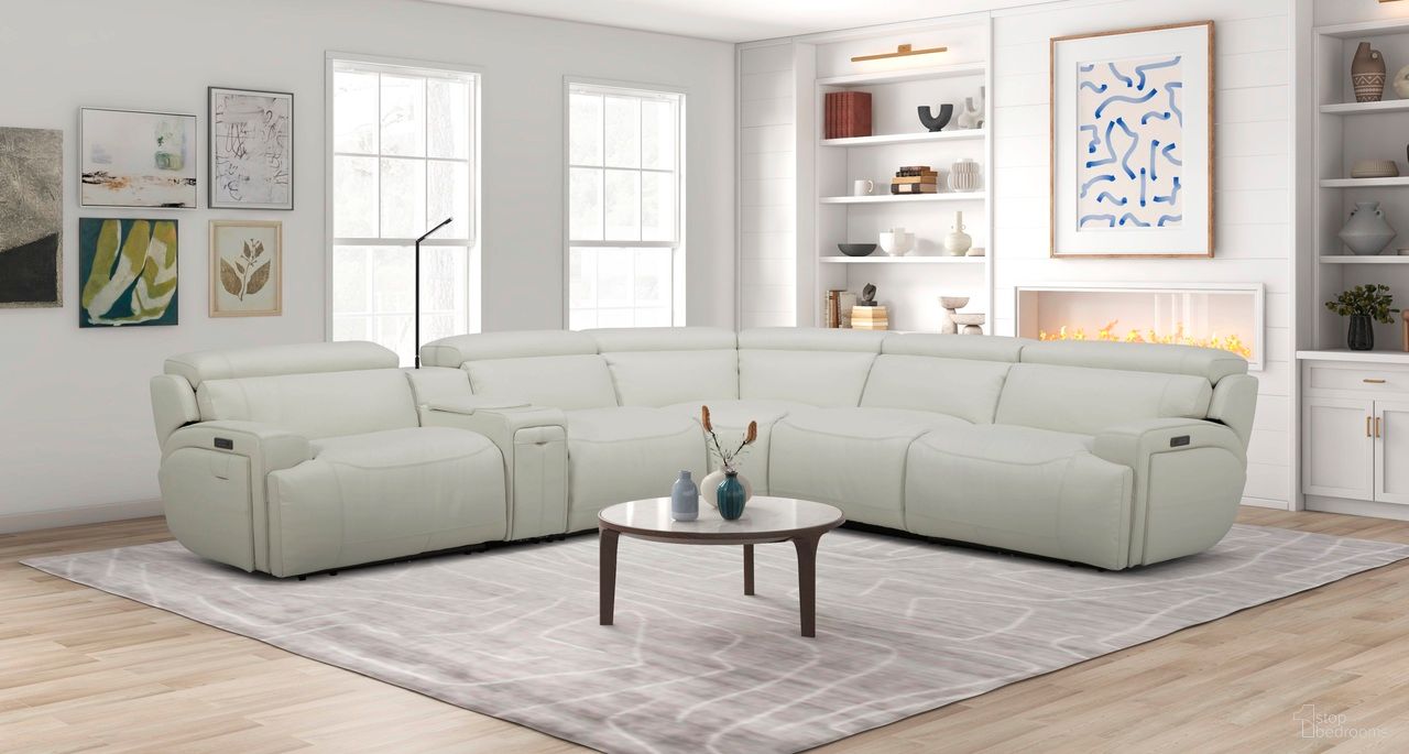 The appearance of 6095B Sectional In White designed by J&M in the modern / contemporary interior design. This white piece of furniture  was selected by 1StopBedrooms from 6095 Collection to add a touch of cosiness and style into your home. Sku: 17123. Material: Leather.