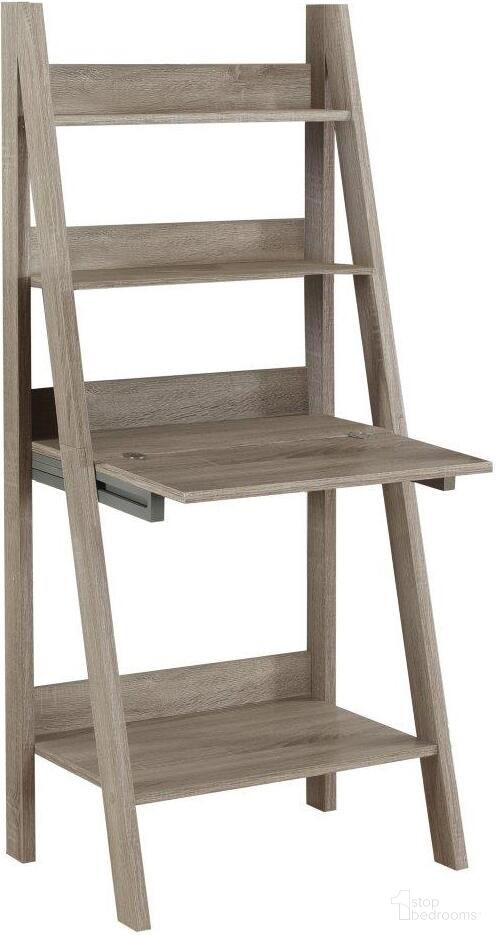 61 Inch Computer Desk In Dark Taupe With Ladder Style