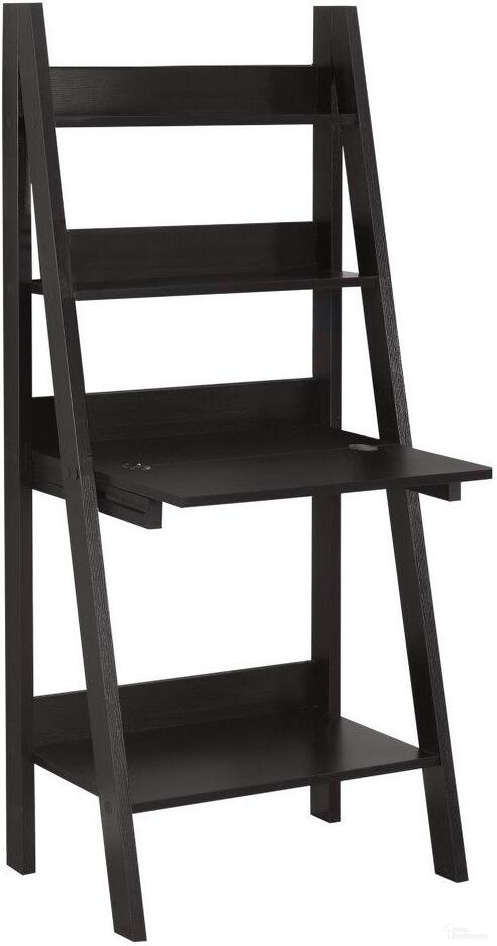 61 Inch Computer Desk In Espresso With Ladder Style
