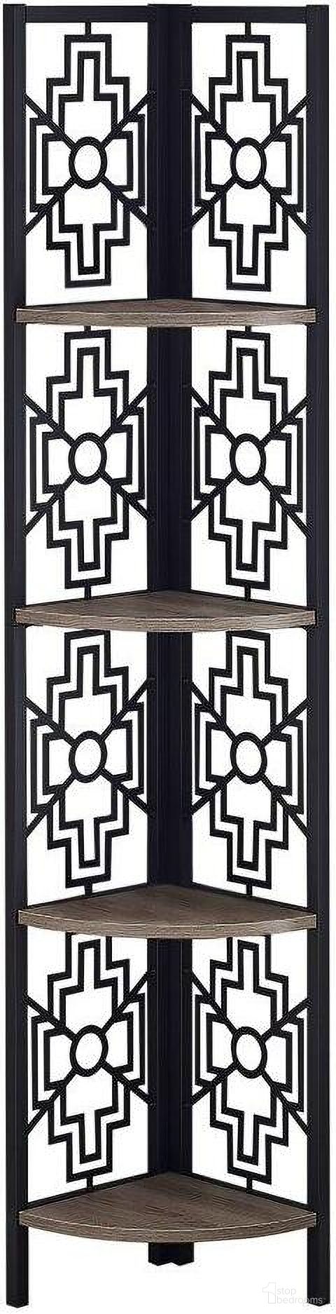 62 Inch Dark Taupe Black Metal Corner Etagere I 3621