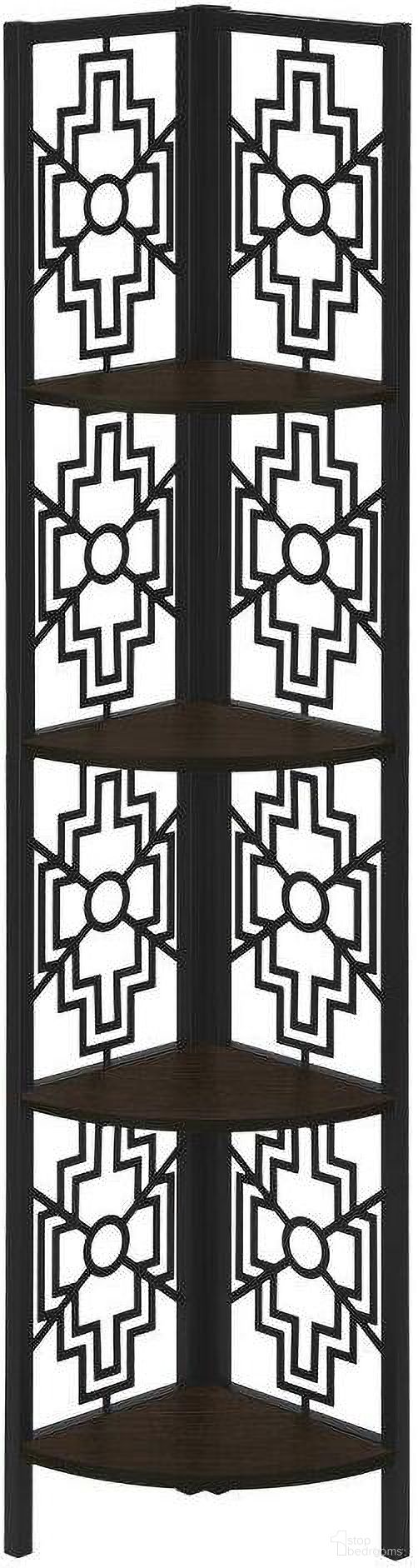 The appearance of 62 Inch Espresso Black Metal Corner Etagere designed by Monarch Specialties in the transitional interior design. This espresso piece of furniture  was selected by 1StopBedrooms from  to add a touch of cosiness and style into your home. Sku: I 3622. Material: Metal.