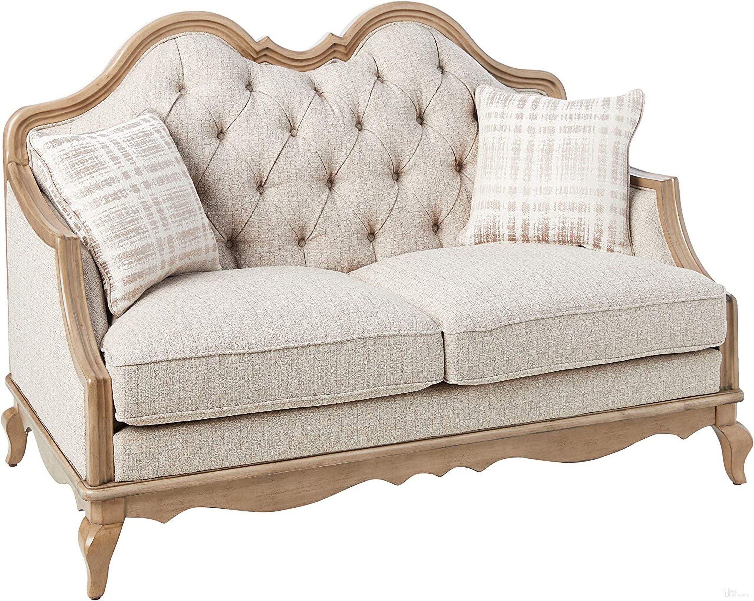 The appearance of 62 Inch Linen Loveseat and Toss Pillows In Beige and Brown designed by Homeroots in the transitional interior design. This beige and brown piece of furniture was selected by 1StopBedrooms from to add a touch of cosiness and style into your home. Sku: 515747. Material: Linen.