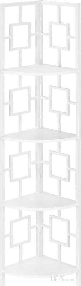 62 Inch White Metal Corner Etagere I 3613