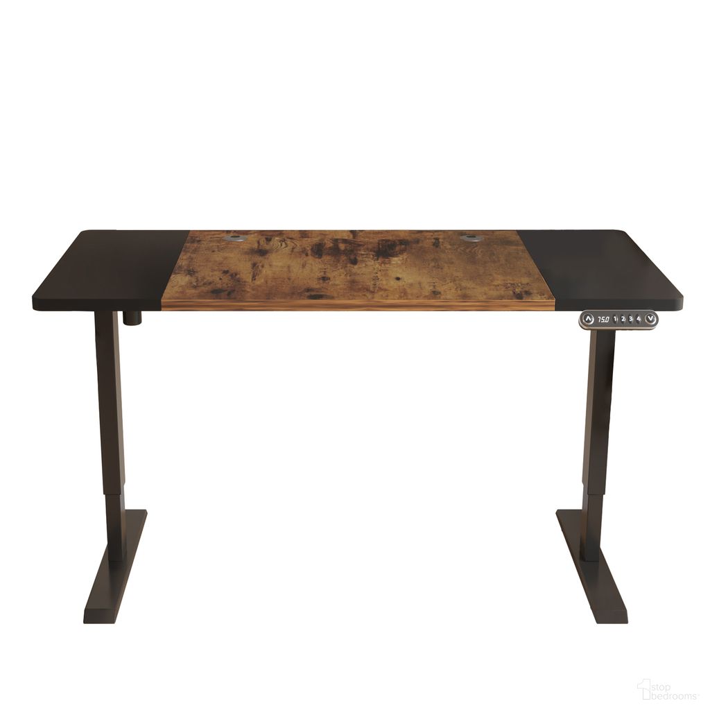 The appearance of 63 Inch Adjustable Standing Desk In Black and Brown designed by Homeroots in the modern / contemporary interior design. This black and brown piece of furniture was selected by 1StopBedrooms from to add a touch of cosiness and style into your home. Sku: 528671. Material: Metal.
