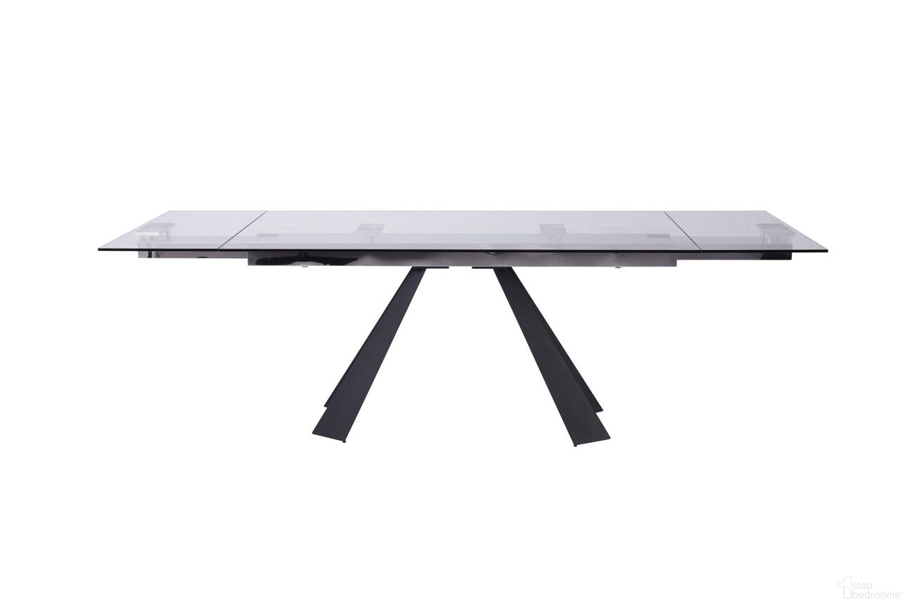 The appearance of 63 Inch Glass and Metal Drop Leaf Pedestal Base Dining Table In Clear and Black designed by Homeroots in the modern / contemporary interior design. This clear/black piece of furniture  was selected by 1StopBedrooms from  to add a touch of cosiness and style into your home. Sku: 488514. Table Base Style: Pedestal. Material: Glass. Table Top Shape: Rectangular. Size: 35" x 63".