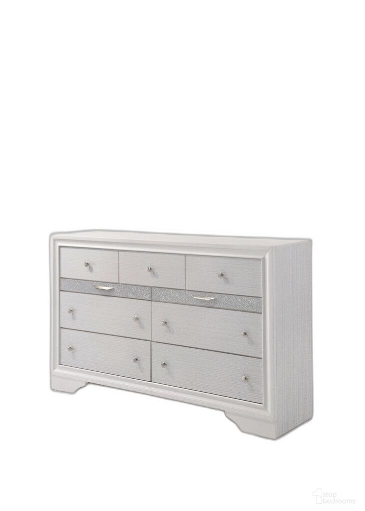 63 Inch Manufactured Wood Nine Drawer Triple Dresser In White